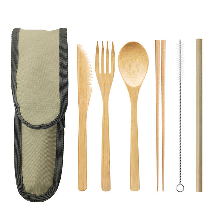 Travel Bamboo Cutlery Cutlery Stainless Steel Straw Chopsticks Cutlery Set