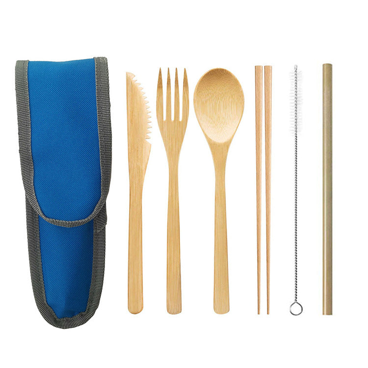 Travel Bamboo Cutlery Cutlery Stainless Steel Straw Chopsticks Cutlery Set