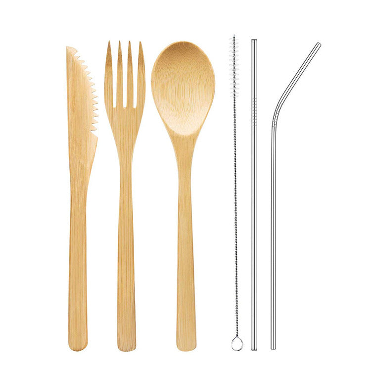 Travel Bamboo Cutlery Cutlery Stainless Steel Straw Chopsticks Cutlery Set
