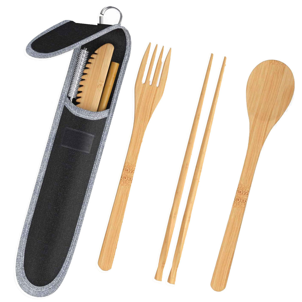 Travel Bamboo Cutlery Cutlery Stainless Steel Straw Chopsticks Cutlery Set