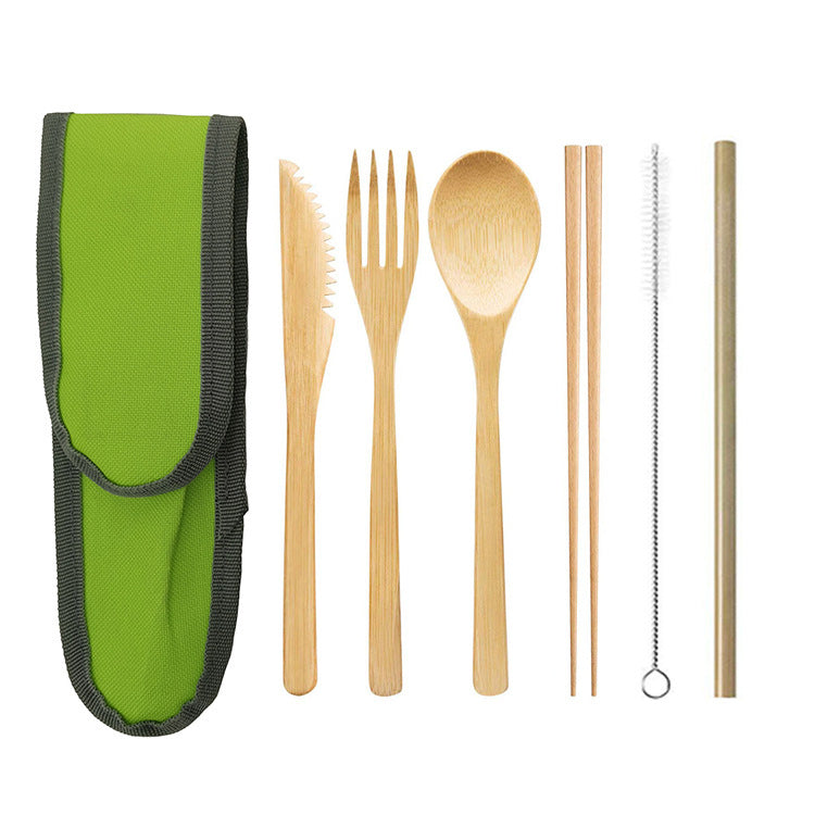 Travel Bamboo Cutlery Cutlery Stainless Steel Straw Chopsticks Cutlery Set