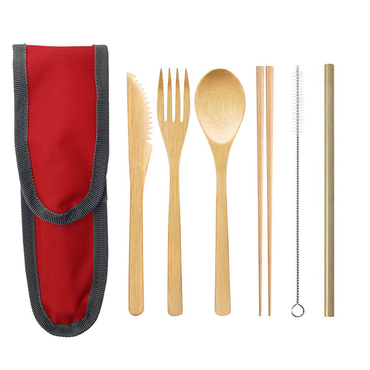 Travel Bamboo Cutlery Cutlery Stainless Steel Straw Chopsticks Cutlery Set