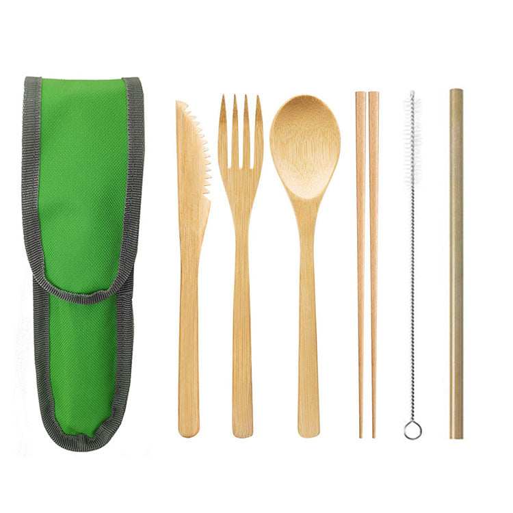 Travel Bamboo Cutlery Cutlery Stainless Steel Straw Chopsticks Cutlery Set